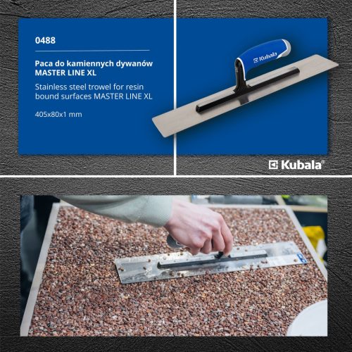 Rozsdamentes acél simító díszkavics felületekhez 405x80mm KUBALA