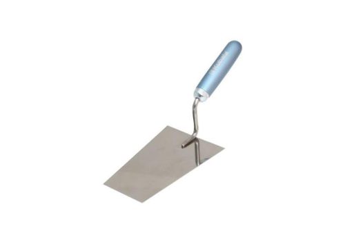 Rozsdamentes trapéz kőműveskanál, 115x160x90 mm, lakkozott bükkfa nyél, KUBALA