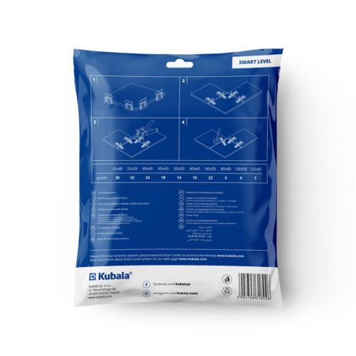 SMART LEVEL fugázó klipsz, 1,0 mm, 500 db/csomag, KUBALA