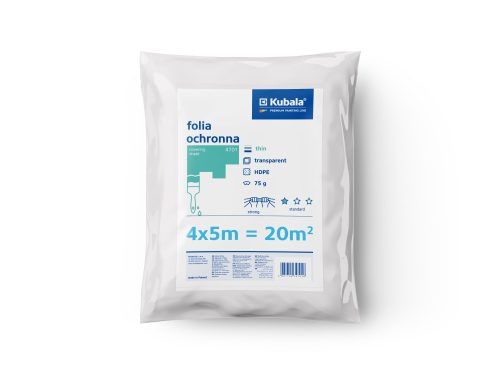 Védő-, takaró fólia, vékony, átlátszó, 75 g, 4x5 m, STANDARD, KUBALA